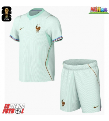 Francia Segunda Equipación Niños Mundial 2026 Manga Corta (+ Pantalones cortos)